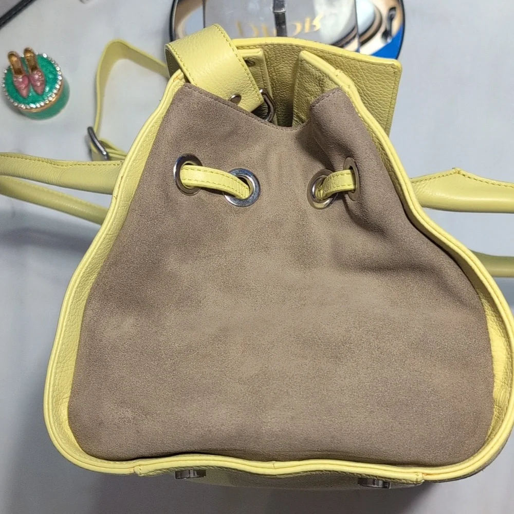 Jimmy Choo Rosalie Color Block  Yellow and Taupe 2 Way Satchel - RARE🔥🔥